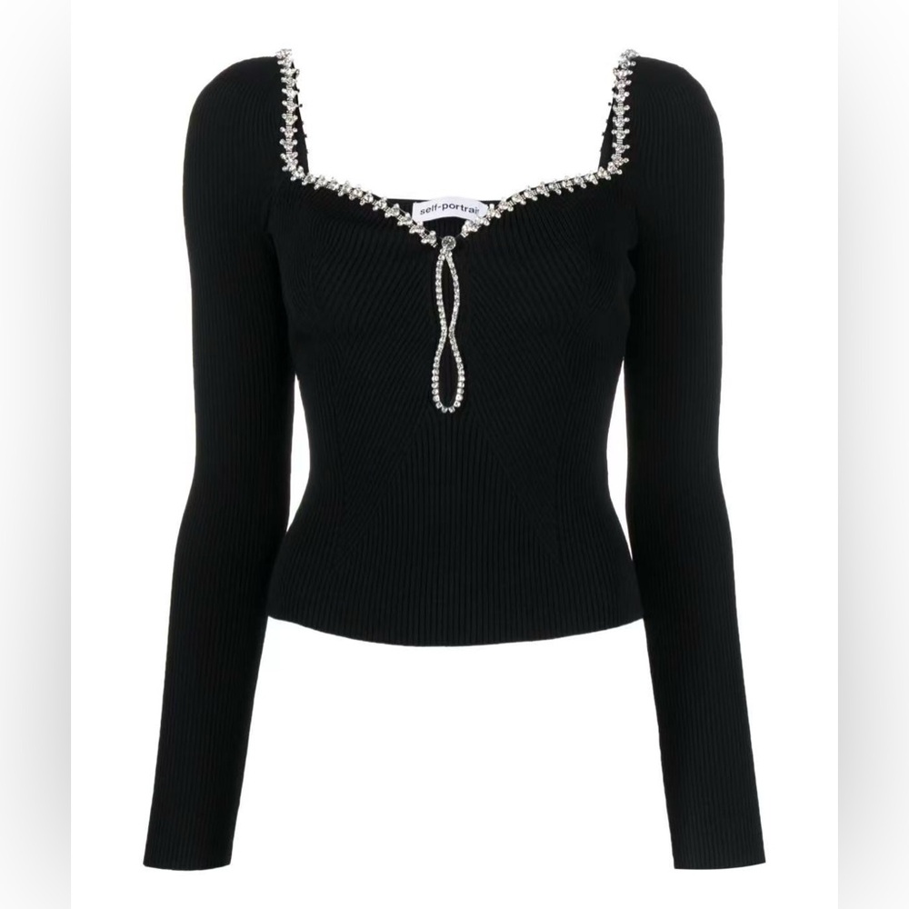 Self-Portrait
diamanté-trimmed knitted top
